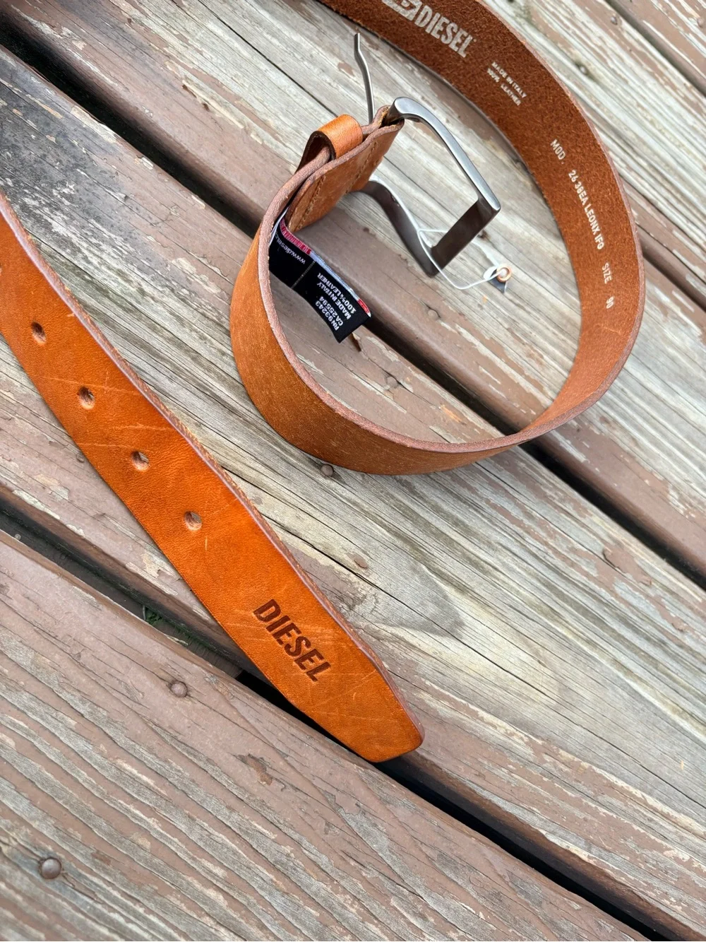 NEW Diesel Brown Leather Belt – Size 90 (US 35”)